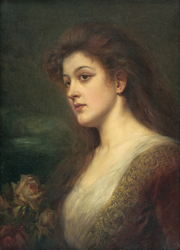 Picture related to artwork: Raimund Ritter von Brennerstein Wichera — Portrait of a Woman with a Rose